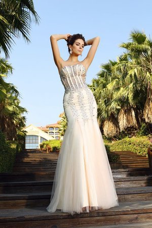 Robe de soirée longue avec perle de sirène avec zip de bustier