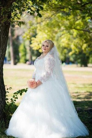 Robe de mariée elégant avec manche 3/4 de mode de bal textile en tulle a-ligne