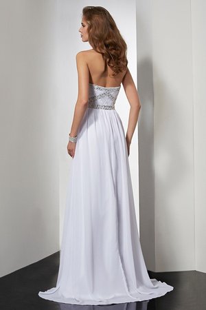 Robe de bal gaine en chiffon manche nulle avec perle de bustier