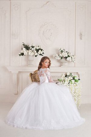 Robe de mariée ruché avec perle de traîne courte avec manche longue cordon