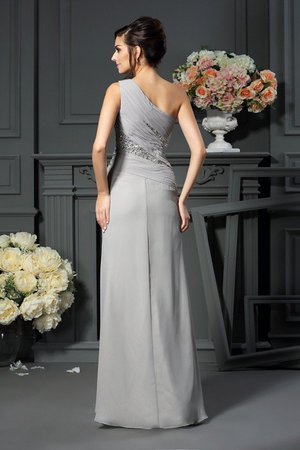 Robe mère de mariée longue en chiffon d'épaule asymétrique avec perle manche nulle