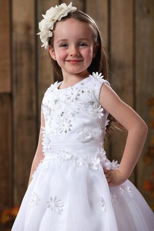 Robe cortège fille fermeutre eclair manche nulle a-ligne ruché avec fleurs