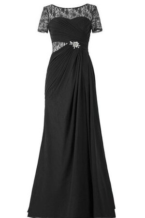 Robe de bal sage en forme ruché avec manche courte avec perle