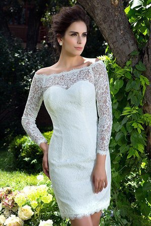 Robe de mariée naturel fermeutre eclair en satin avec manche longue gaine