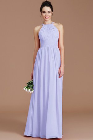 Robe demoiselle d'honneur naturel de princesse avec sans manches ruché avec chiffon