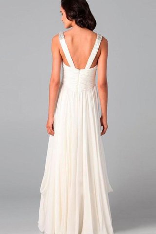 Robe de mariée nature a-ligne fermeutre eclair v encolure avec perle