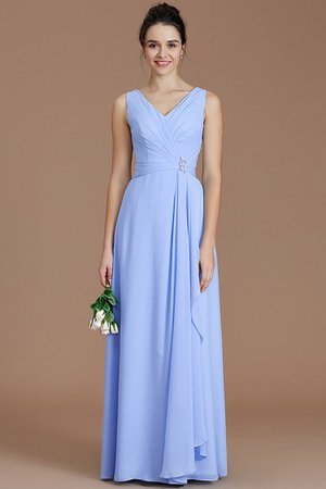 Robe demoiselle d'honneur avec chiffon ruché avec zip v encolure jusqu'au sol