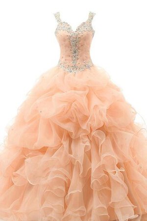 Robe de quinceanera de lotus manche nulle en organza de mode de bal longueru au niveau de sol