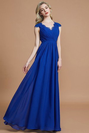 Robe demoiselle d'honneur naturel avec chiffon v encolure de princesse ligne a