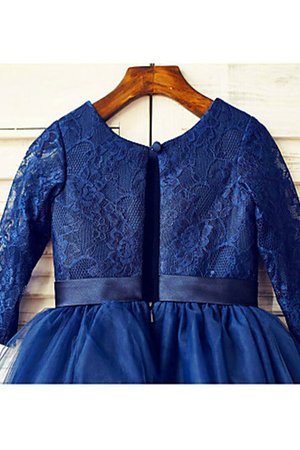 Robe cortège fille col u profond en tulle de princesse longueur mollet avec fleurs