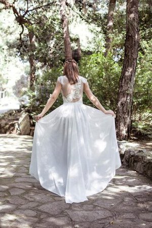 Robe de mariée plissé en plage avec manche courte avec décoration dentelle ligne a