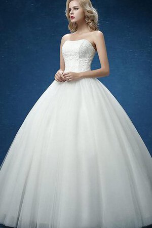 Robe de mariée naturel textile en tulle sans dos avec sans manches avec décoration dentelle