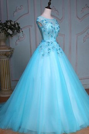 Robe de quinceanera de lotus arrivée au mollet en tulle avec perle decoration en fleur