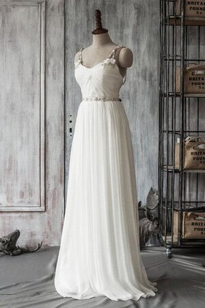 Robe de mariée naturel avec cristal a plage bandouliere spaghetti avec chiffon