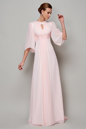 Robe mère de mariée longue elevé de traîne courte avec chiffon avec manche 1/2