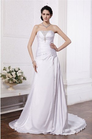 Robe de mariée longue de lotus avec perle cordon de traîne moyenne