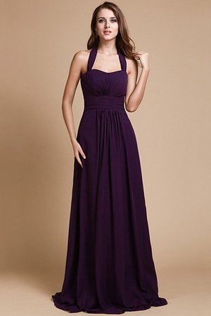 Robe demoiselle d'honneur fermeutre eclair de lotus dénudé manche nulle en chiffon