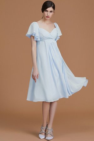 Robe demoiselle d'honneur naturel col en forme de cœur avec chiffon ruché avec zip