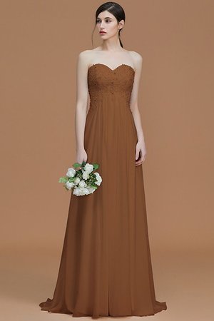 Robe demoiselle d'honneur naturel de princesse avec zip de col en cœur avec chiffon