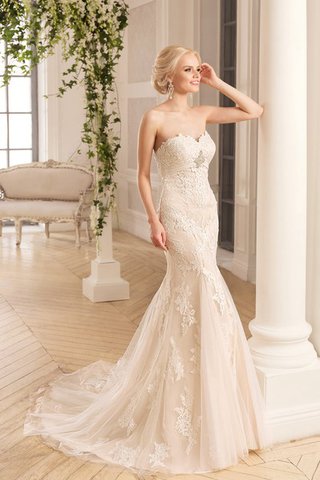 Robe de mariée attirent longue de traîne moyenne en tulle de sirène