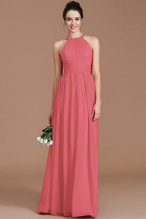 Robe demoiselle d'honneur naturel de princesse avec sans manches ruché avec chiffon