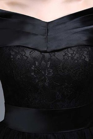 Robe de bal plissé a-ligne d'epaule ajourée avec manche épeules enveloppants cordon