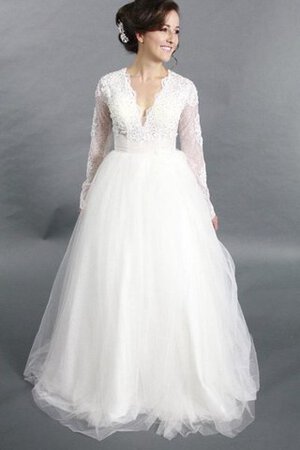 Robe de mariée moderne luxueux ligne a v encolure en tulle