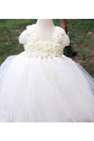 Robe cortège fille plissage avec fleurs arrivée au cheville textile en tulle de mode de bal