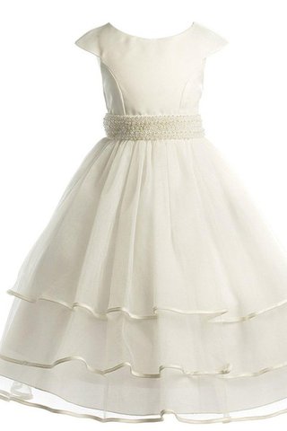 Robe cortège fille ligne a en organza avec perle encolure ronde avec gradins