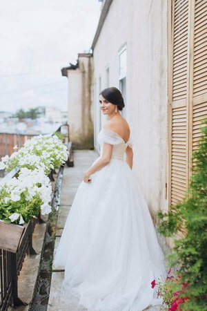 Robe de mariée romantique delicat ligne a manche nulle longueru au niveau de sol