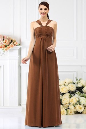 Robe demoiselle d'honneur longue plissé a-ligne en chiffon fermeutre eclair