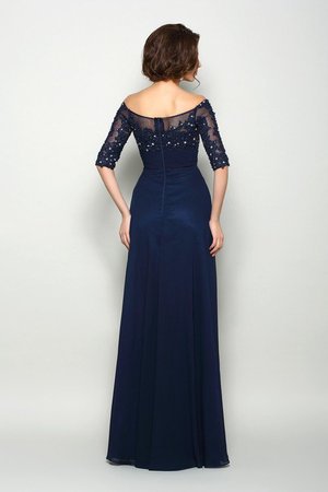 Robe mère de mariée longue en 1/2 manche manche nulle a-ligne fermeutre eclair