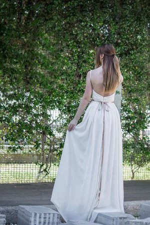 Robe de mariée naturel plissage fermeutre eclair a-ligne longueur au ras du sol