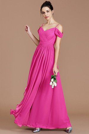 Robe demoiselle d'honneur a-ligne epaule nue de princesse manche nulle avec chiffon