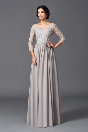 Robe mère de mariée longue naturel fermeutre eclair de lotus en chiffon