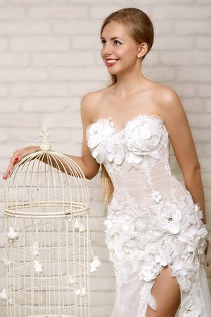 Robe de mariée naturel fendu latérale col en forme de cœur manche nulle en organza