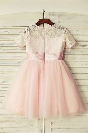 Robe cortège fille naturel avec manche courte ligne a de princesse textile en tulle