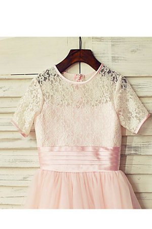 Robe cortège fille naturel avec manche courte ligne a de princesse textile en tulle