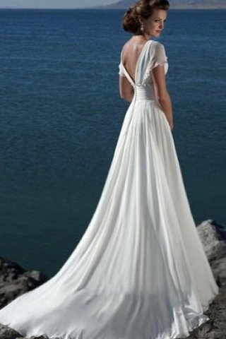 Robe de mariée longue en chiffon ceinture fermeutre eclair a plage