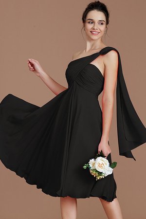 Robe demoiselle d'honneur bref avec chiffon de princesse ruché manche nulle