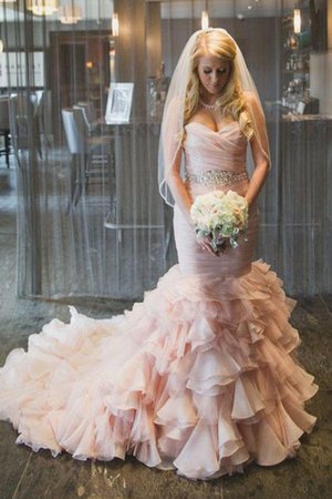 Robe de mariée en organza de traîne moyenne de col en cœur étourdissant naturel