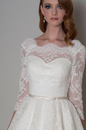 Robe de mariée chic avec nœud de longueur à genou textile en tulle avec manche 3/4