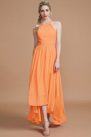 Robe demoiselle d'honneur asymétrique de dos nu manche nulle ligne a avec chiffon