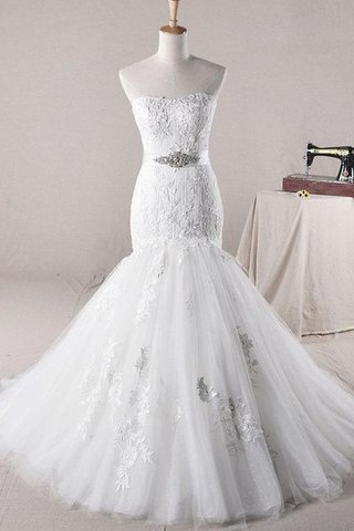 Robe de mariée avec chiffon d'épaule asymétrique en satin de sirène cordon