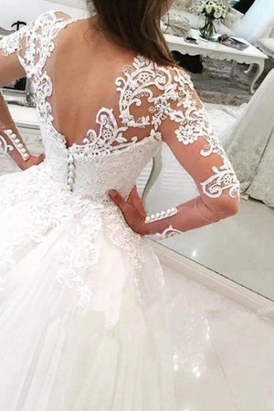 Robe de mariée de traîne longue v encolure populaire avec décoration dentelle naturel