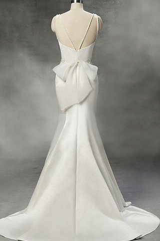 Robe de mariée naturel manche nulle en organza encolure ronde de sirène