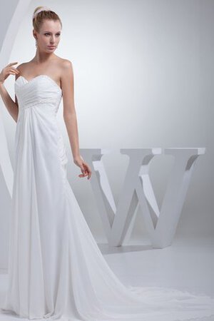 Robe de mariée longue plissé sans ceinture longueru au niveau de sol a-ligne