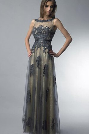 Robe de bal manche nulle appliques longueru au niveau de sol de col haut textile en tulle