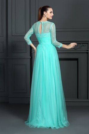 Robe de soirée longue fermeutre eclair col en bateau en 3/4 manche de princesse