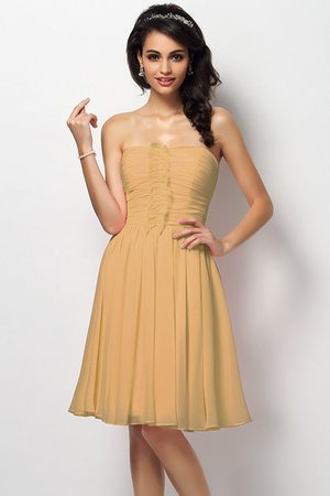 Robe demoiselle d'honneur naturel plissage en chiffon avec zip ligne a